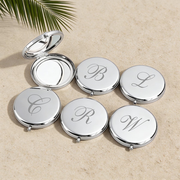 Personalisierter Name Taschenspiegel, Taschenspiegel mit Gravur, Brautjungfer Vorschlag Geschenke, Hochzeitsgastgeschenke
