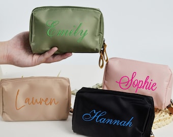 Bolsa de maquillaje bordada personalizada, regalo para dama de honor