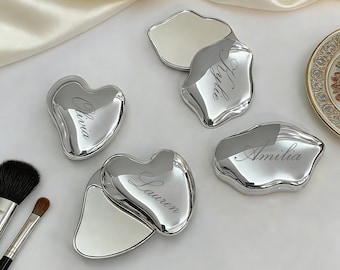 Espejo compacto personalizado con forma de nube, regalos personalizados para damas de honor, espejo de bolsillo grabado para ella