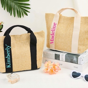 Personalized Beach Straw Bags, Custom Burlap Tote Bag, Bridesmaid Tote Bag, Bridesmaid Proposal, Bridal Shower Bag,Bachelorette Party Favors