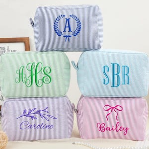 Personalized Embroidered Makeup Bag, Large Capacity Cosmetic Bag, Monogrammed Makeup Bag, Bridesmaid Gift, Bridal Shower Gift, Gift for Her