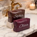 Embroidered Croc Vegan Leather Makeup Bag, Personalized Cosmetic Pouch, Wedding Bridesmaid Gifts