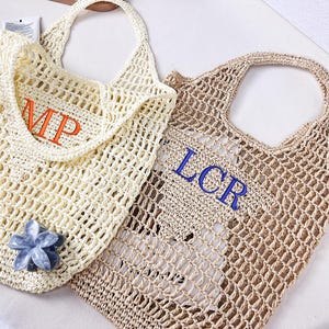 Personalized Straw Bridesmaid Tote Bag, Bridesmaid Beach Bag, Bachelorette Party Gift Bag, Bridesmaid Gift Bag, Beach Bag for Girls Trip
