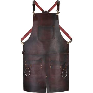 Split Leg Leather Apron with 2 Pockets Tool Holder - Unisex Brown/Green/Black - Durable Apron for BBQ Butchery Woodworking