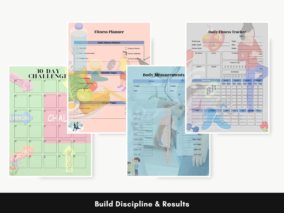 Fitness Planner Printable Bundle | Workout Meal Tracker Weight Loss ...