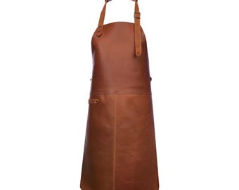 Handmade Leather Apron – Genuine Leather Custom Cross Back Apron for Men, Vintage Kitchen Apron, Personalized Father’s Day Gift