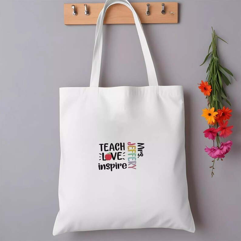 Personalized Teacher Tote Bag - Custom Printed Canvas Bag - Teacher ...