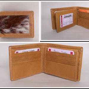 Handgefertigte Brieftasche aus Rindsleder für Männer – Leichtes Hair-On Hide Bifold mit ID-Halter – Einzigartiges rustikales Geschenk für Ihn – Echtes Leder
