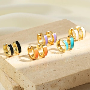 Dainty Opal Huggie Earrings – White or Blue Opal Birthstone Hoop Earrings • Minimalist Gift for Her • Bridal / Wedding Jewelry
