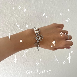Freshwater Pearl x Star Toggle Clasp Bracelet | Waterproof Handmade 16 19cm Stainless Steel Cute Kawaii Cool Aesthetic Gift unisex y2k
