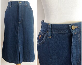 80s/90s Wrangler Denim Skirt, Made in USA // Vintage Cowgirl Jean Skirt // Western Denim Skirt