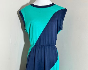 Blue/Blue Green Color Block Dress by Frankenwalder