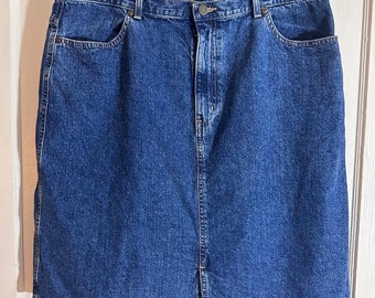 90s Eddie Bauer Plus Size Denim Skirt // Jean Skirt