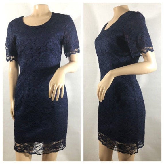 90s Blue Lace Mini Dress by My Michelle