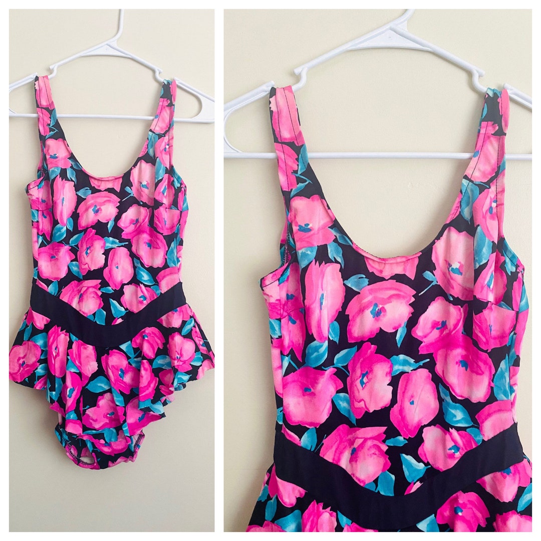 80s 90s Swimsuit With Bright Bold Pink And Blue Colored Etsy 80s-90s-swimsuit-with-bright-bold-pink-and-blue-colored-etsy