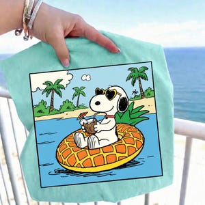 Snoop Pineapple Float PNG, Cute Snoop Beach Summer Tote Design, Peanuts Vacation Sublimation PNG Digital Download