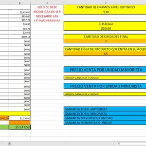 Planilla de Cálculo de Costos para Emprendedores  Optimiza tus Precios y Maximiza tus Ganancias