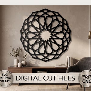 Islamic Mandala Cut File, Moroccan Lattice Geometric Star SVG (Digital Download)