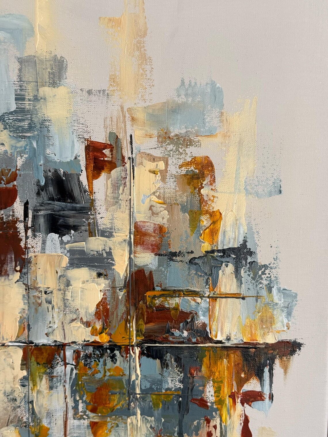 View of Abstract Painting Urban Art Home Decor Cityscape Painting, Modern ...