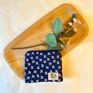Monedero con lazo - Estuche para maquillaje, tarjetas, cambio - Minicartera - Tarjetero de algodón - Tarjetero Coquette