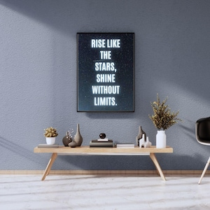 Motivierende Wandkunst - Rise Like the Stars Zitat Druck, Inspiration Digital Download, Dream Big Poster, Sternenhimmel Druck