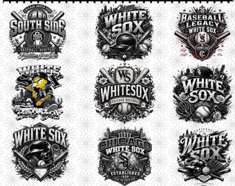 9 White Sox PNG, White Sox Baseball, Baseball PNG, Digital download, Game Day, Baseball Gifts, Best for Print, T-shirt, Baseball Clipart