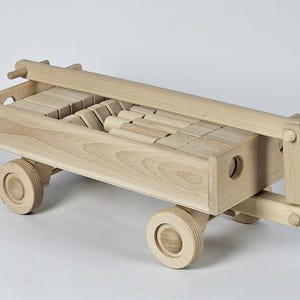 Holzklötze Wagen, Montessori Spielset, pädagogisches Stapelspielzeug für Kinder, praktischer Holzwagen zum Spielen,