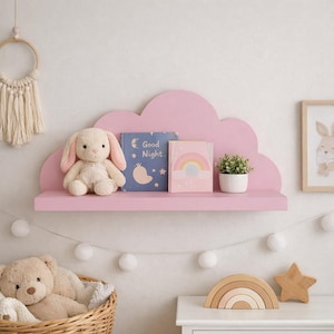 Étagère murale nuage rose, étagère murale pour chambre d'enfant, décoration chambre d'enfant, étagère flottante pour chambre d'enfant, décoration nuage pour chambre d'enfant, étagère murale en MDF, décoration pour chambre de bébé