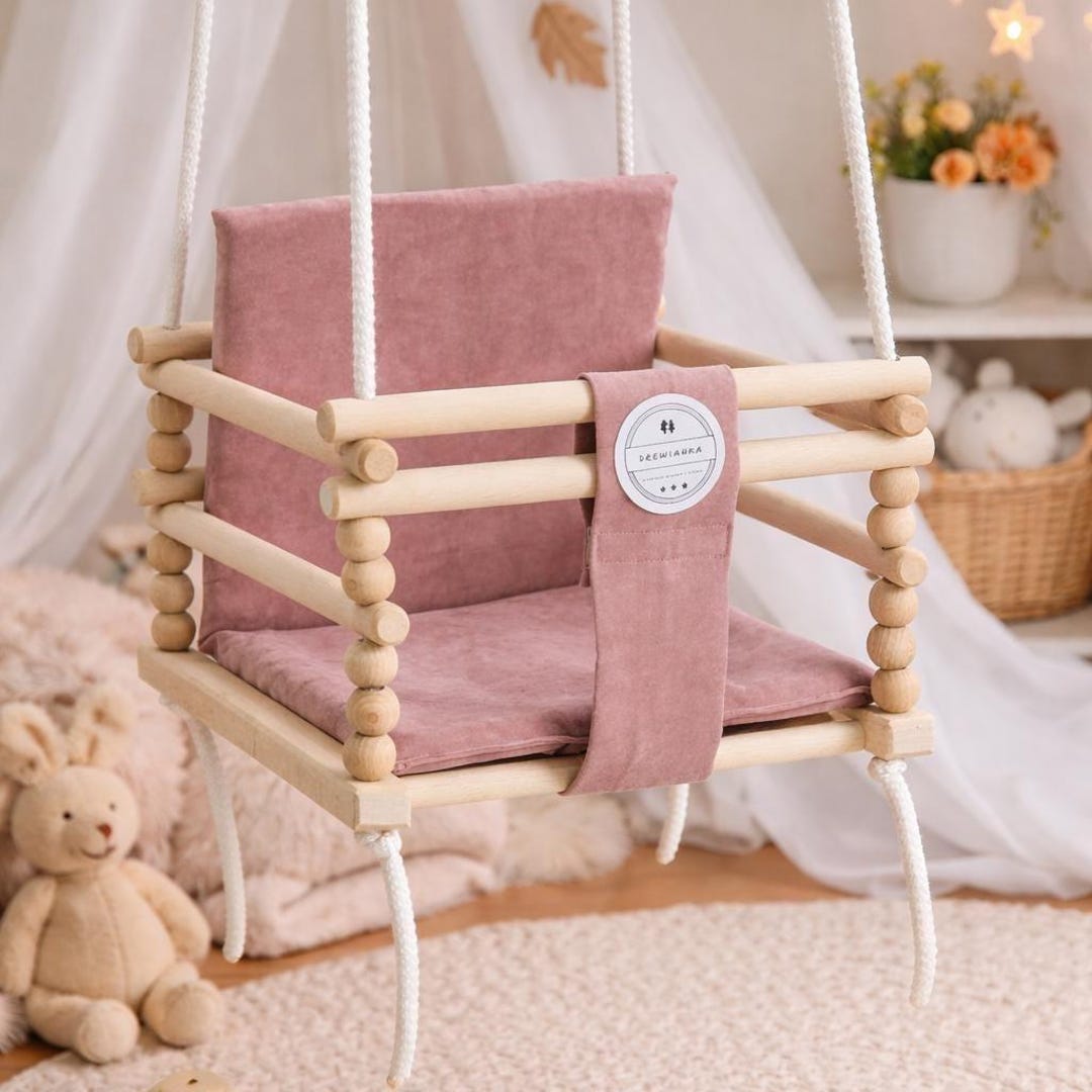 Balançoire pour Enfants Chaise de Porche 2 Places avec Support Métallique et Canopée Ajustable pour 3+ Ans Motifs Dinosaure/Sirène/Ours Rose/Bleu/Jaune