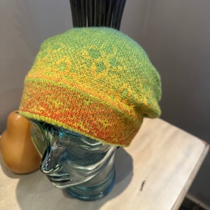 Hand knit wool slouch tam