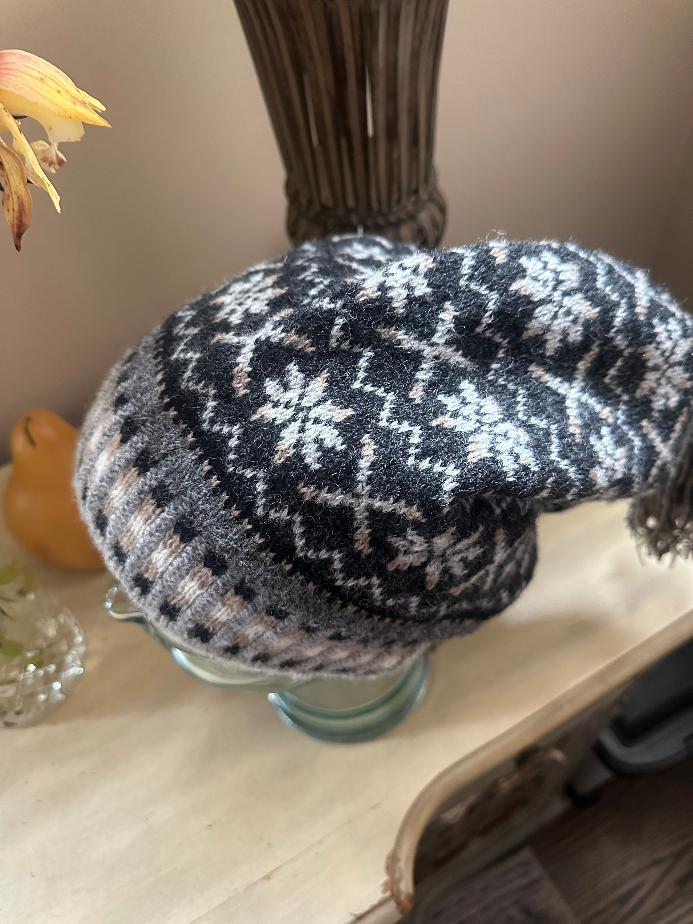 Vintage DanSpin Handknitted Danish Wool Pom Beanie 100% Pure Wool NWT New Danmark (Denmark) Nike Hockey Logo Olympics Knit  main image 4