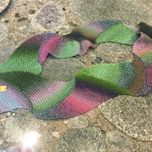 Multicolored hand knit wool scarf