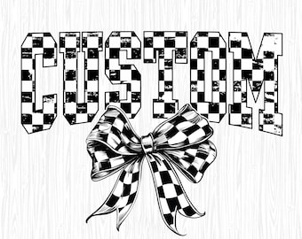Benutzerdefinierte karierte Coquette Bow Png, benutzerdefinierte karierte Formulierung, Coquette Printable Png, Karierte Flagge Coquette Bow