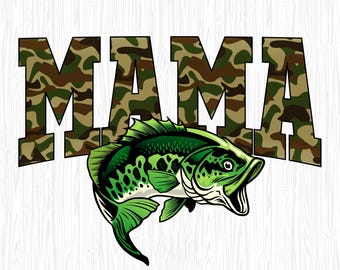 Mama Fish Camo Bass Fishing Png, Fisherman Lake Bass Fish Png, Funny Fishing Png,