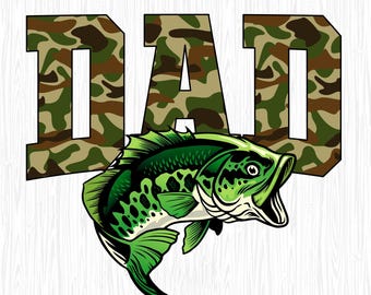 Fish Dad Camo Bass Fishing Png, Fisherman Bass Fish Png, Funny Fishing Png,