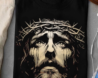 Jesus Christ Face With Crown Of Thorns God Bible Png, Jesus Crown of Thorns Png, Jesus Head Png