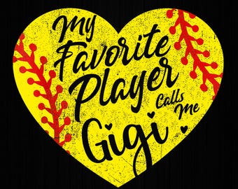 Mein Lieblingsspieler Nennt mich Gigi Softball Herz Mütter Png, Softball und Baseball Oma Png, Softball Gigi