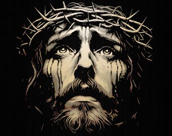 Jesus Christ Face With Crown Of Thorns God Bible Png, Jesus Crown of Thorns Png, Jesus Head Png