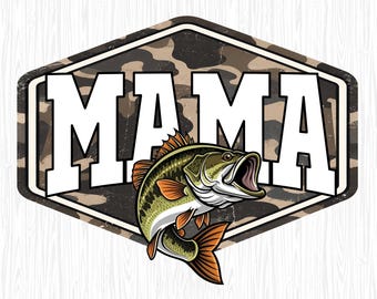 Mama Fish Camo Bass Fishing Png, Fisherman Lake Bass Fish Png, Funny Fishing Png,