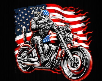 Patriotisk vintage biker motorcykel amerikansk flagga skalle png, förarskalle png, motorcykelälskare png, motorcykelliv, present till biker