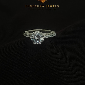925 Sterling Silver Moissanite Engagement Ring, Gift For Birthday, Dainty Solitaire Ring for Women, Engagement Silver Ring