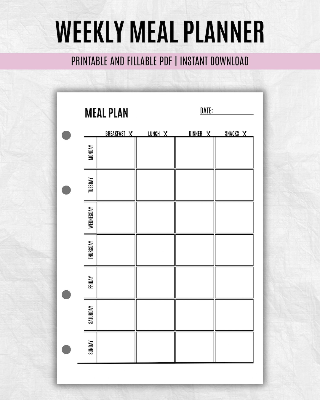 Printable Weekly Meal Planner | Digital Meal Planning Template ...