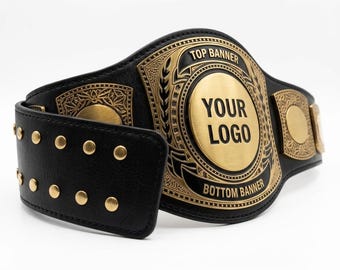 Custom Championship Belt Replica – Personalized Wrestling Style Trophy Belt – Black & Gold Custom Award Belt – Sport Champion Title Belt Gif