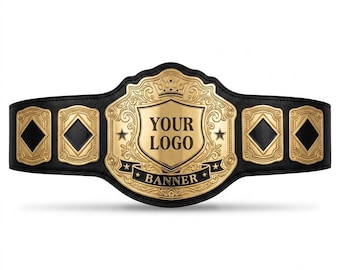 Custom Belt - Personalized Wrestling Title Belt for Awards, Fantasy Football, Boxing, MMA | Genuine Leather & Polished Gold Plates