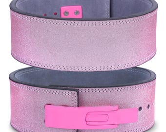 Ceinture à levier rose scintillante faite main, ceinture de musculation en cuir d'haltérophilie 4 pouces