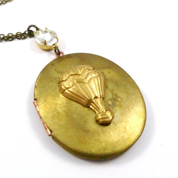 Vintage Hot Air Balloon Locket, Up in the Air Necklace