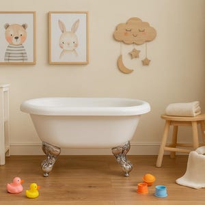 Klein bad op rol – verchroomde klauwpoten, rekwisieten voor baby- en huisdierfotografie Hond | KAT | fotografen, studio's | Vrijstaand en stabiel | Versieren
