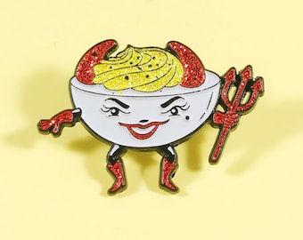 Deviled egg enamel pin with glitter!