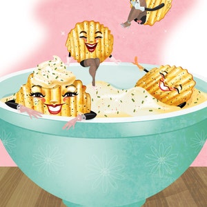 Quirky Chips and Dip Art Print: Kitchen Wall Decor