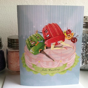 Cartão de felicitações em branco Jello Wrestling